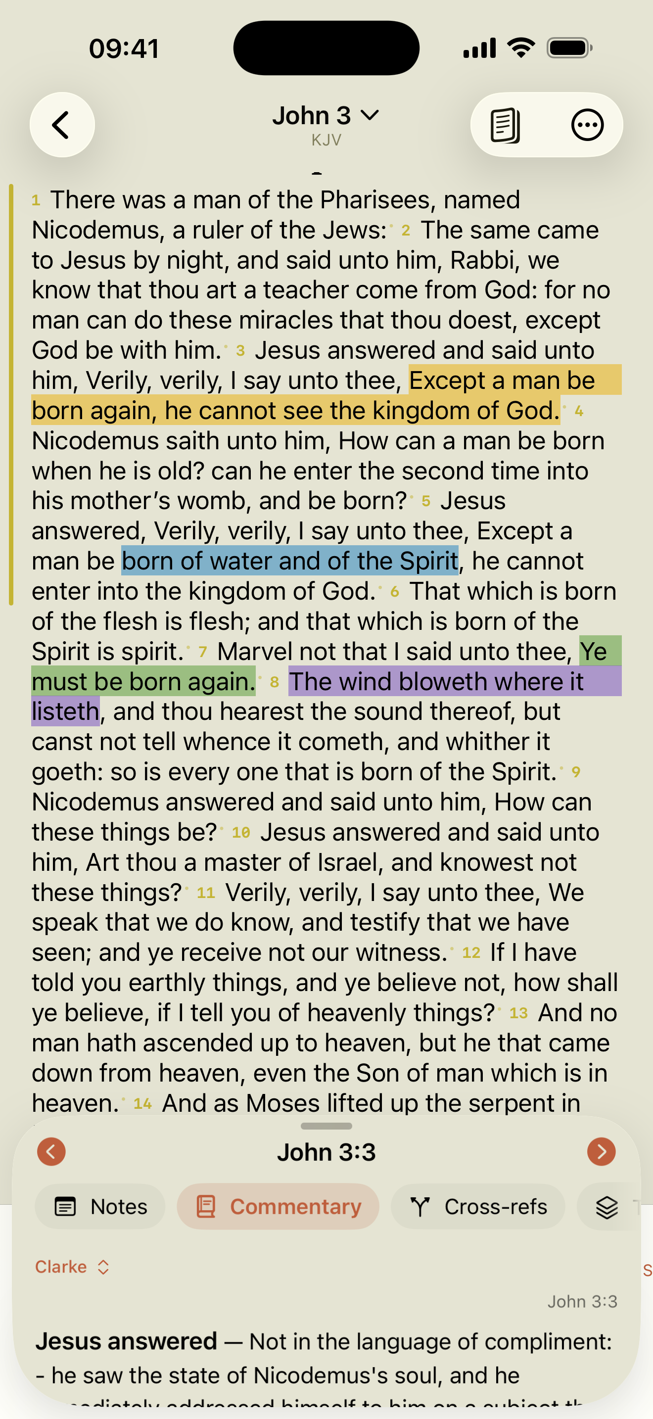 Commentary on a passage