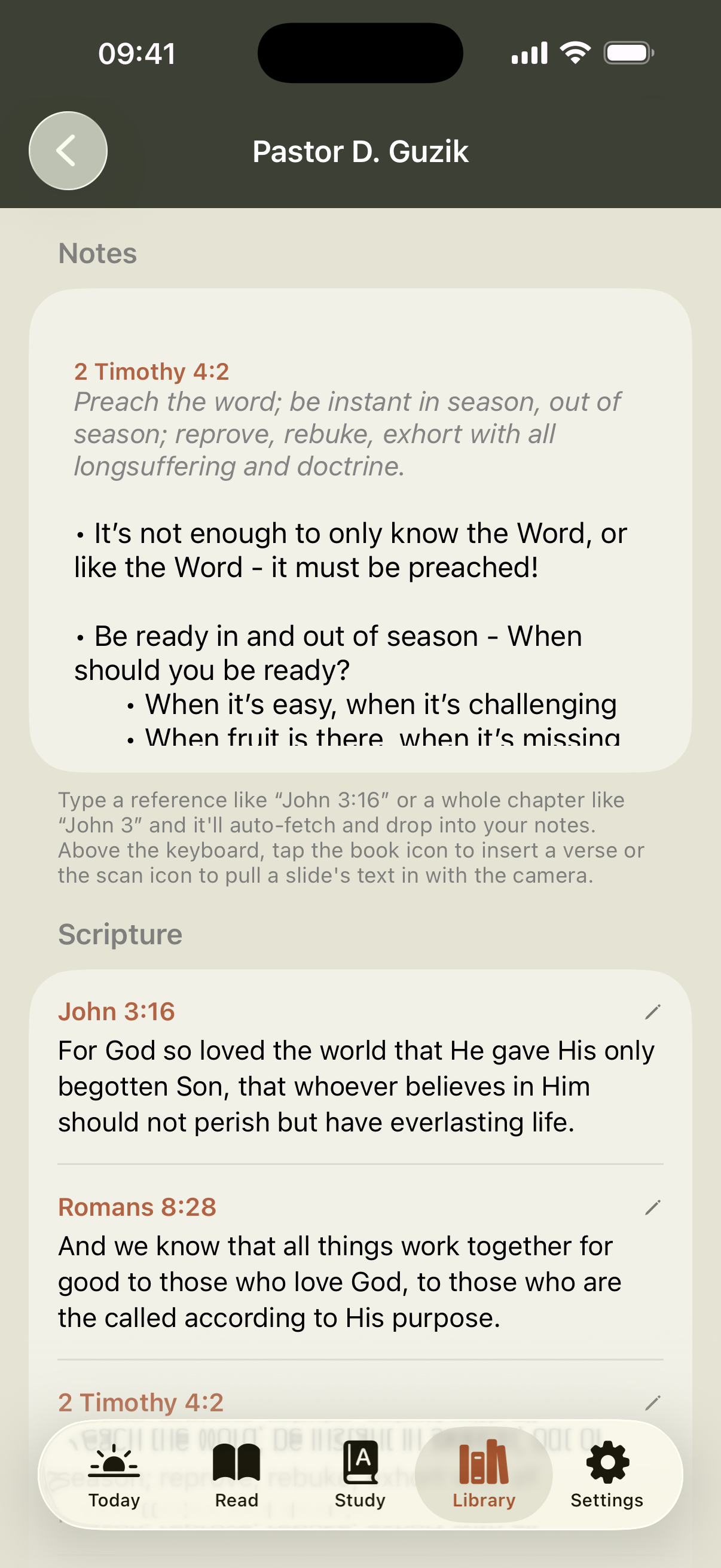 Sermon notes editor